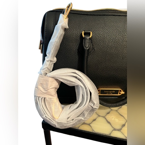 Kate Spade NWT Gramercy Black Peppled Leather Satchel Crossbody Bag - Picture 7 of 13